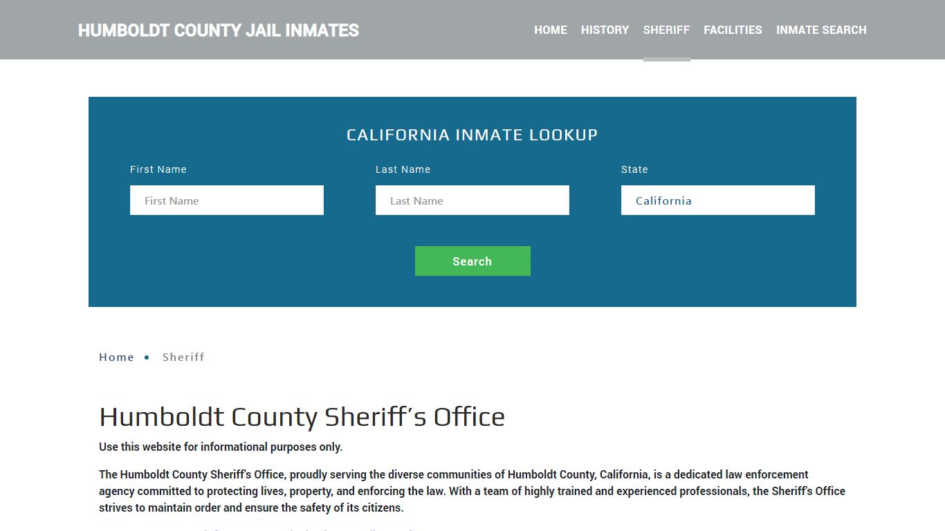 Humboldt County Sheriff, CA Arrest Warrant Lookup