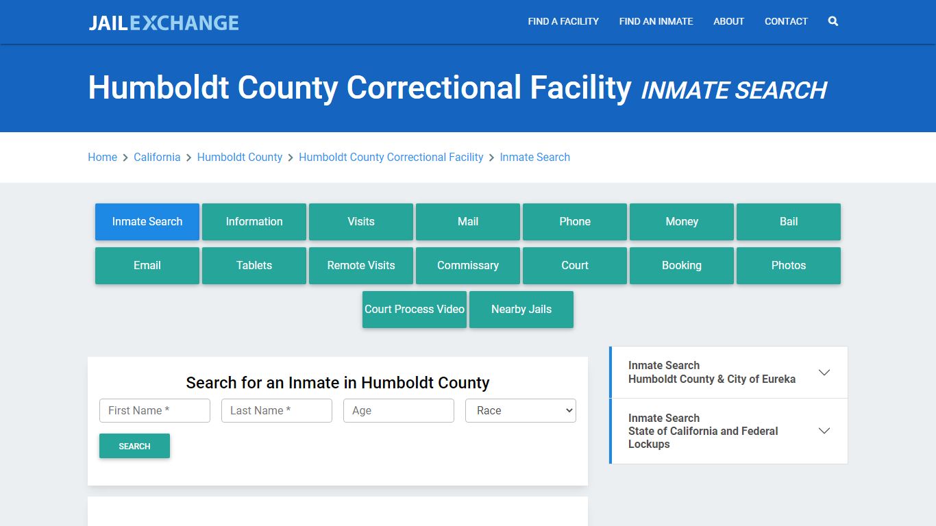 Humboldt County Correctional Facility Inmate Search