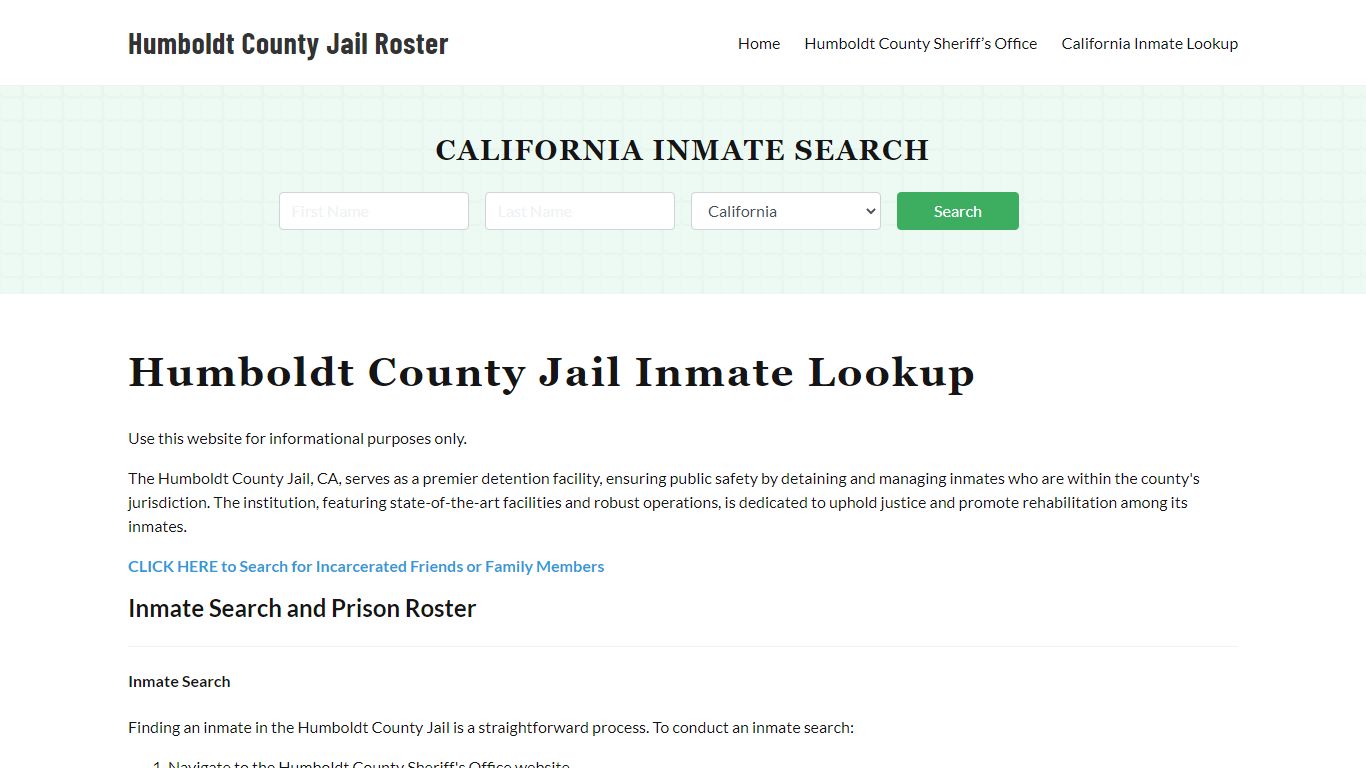 Humboldt County Jail Roster Lookup, CA, Inmate Search